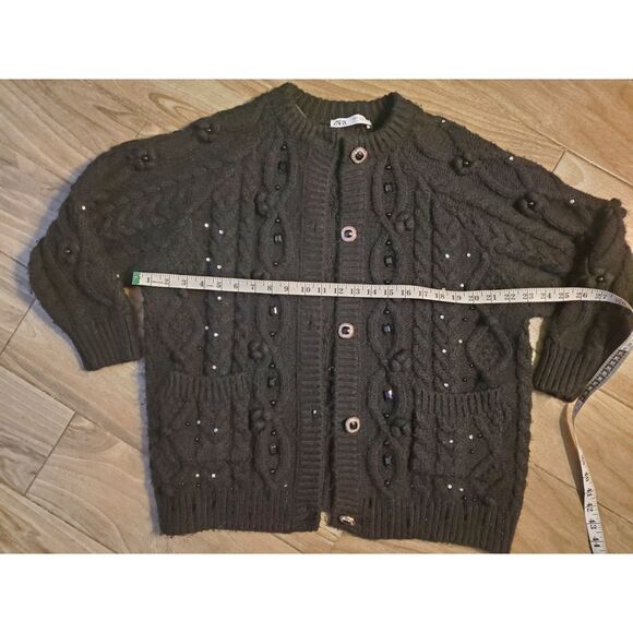 Zara Chunky Knit Cardigan Sweater Top Women's Goth Whimsygoth Bohemian Fall - Picture 8 of 9